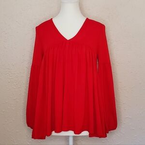 Eri + Ali Red Blouse From Anthropologie